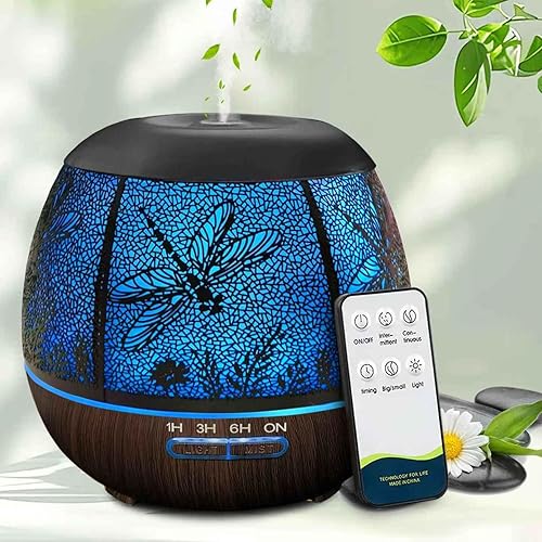 Difusor de aceite esencial para dormitorio, 13.5 fl oz, difusores para el hogar con RC, humidificador de niebla fría, habitación grande, difusor