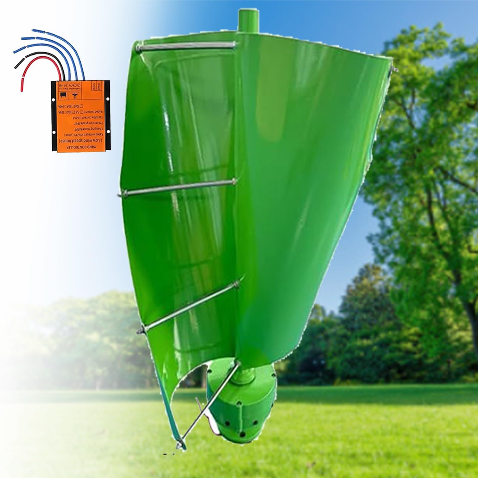 Maglev generator turbiny wiatrowej z osią pionową, 14000 W, magnes stały o dużej mocy, z kontrolerem, 12 V/24 V/48 V (zielony, 24 V)