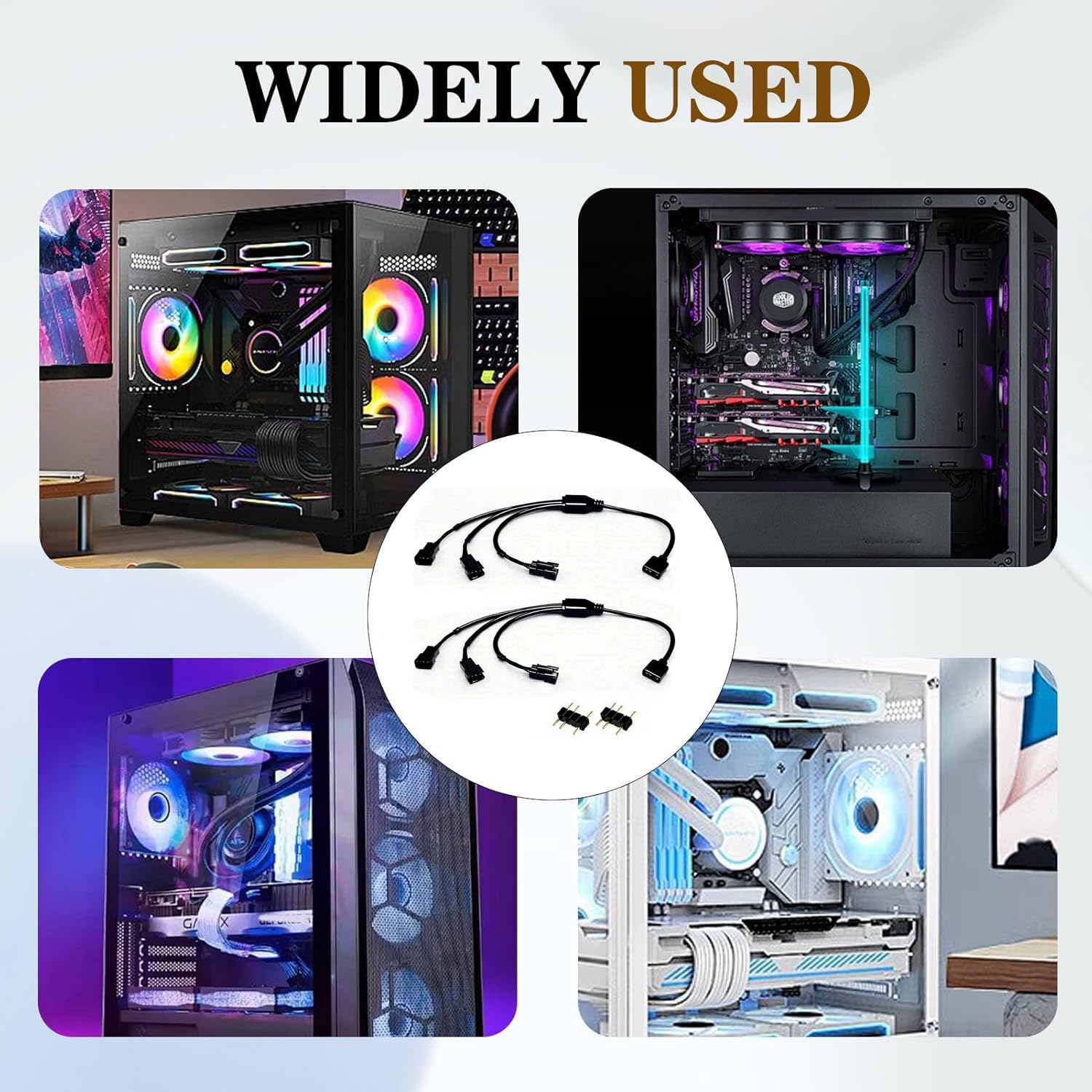 RUNCCI-YUN 2 Pièces 1 à 3 Câble répartiteur ARGB câbles d'extension 5V 3 broches femelle vers SM 3 broches mâle,Répartiteur de Ventilateur ARGB,pour ventilateurs RGB et bandes LED(noir)