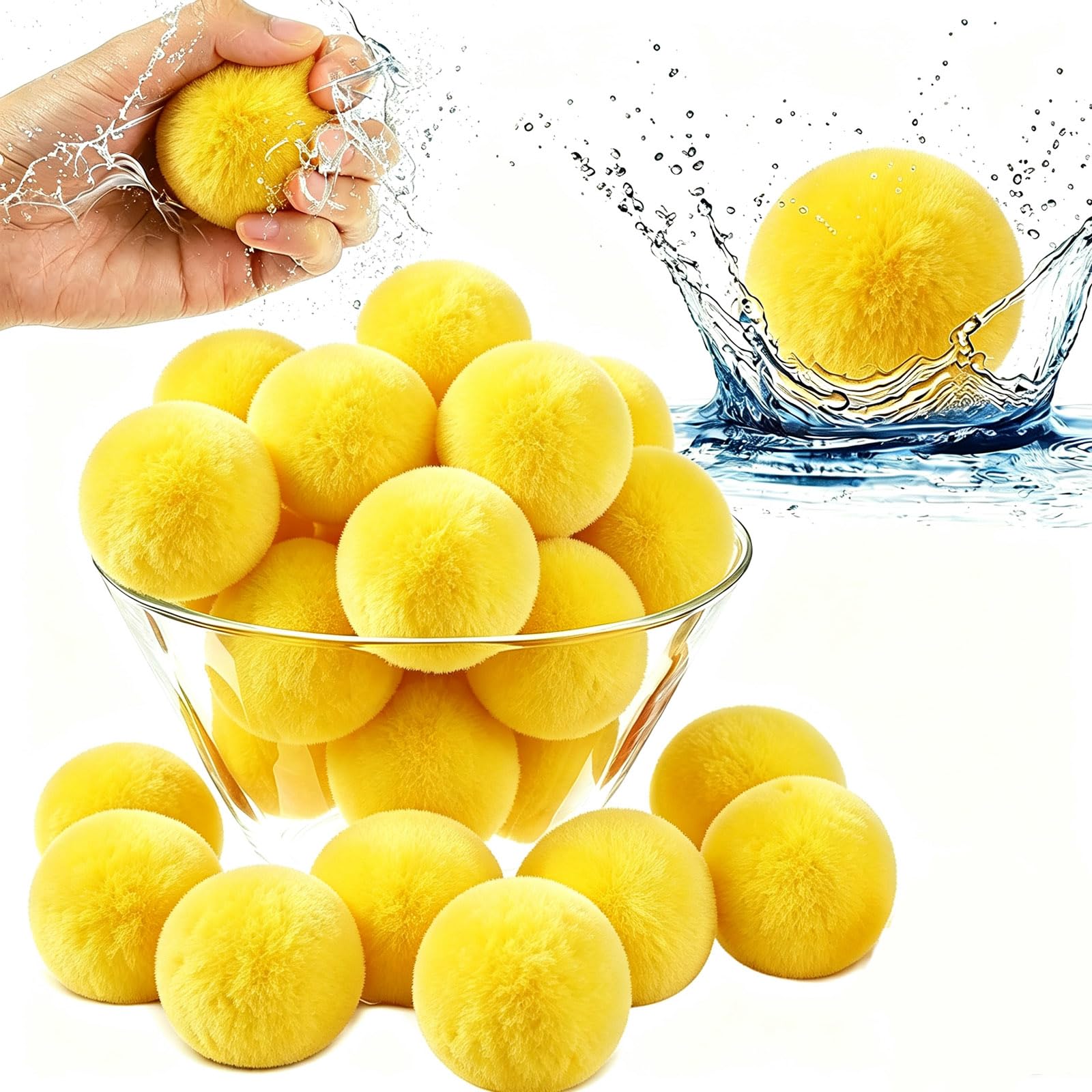 Water Sponge Balls for Kids, 11Pcs Soft Multicolor Water Soaker Balls, Reusable Waters Balloons, Quick-Soaking, Summer Outdoor Toys Games Toys for Pool Parties, Beach, Backyard，YE-11PCS