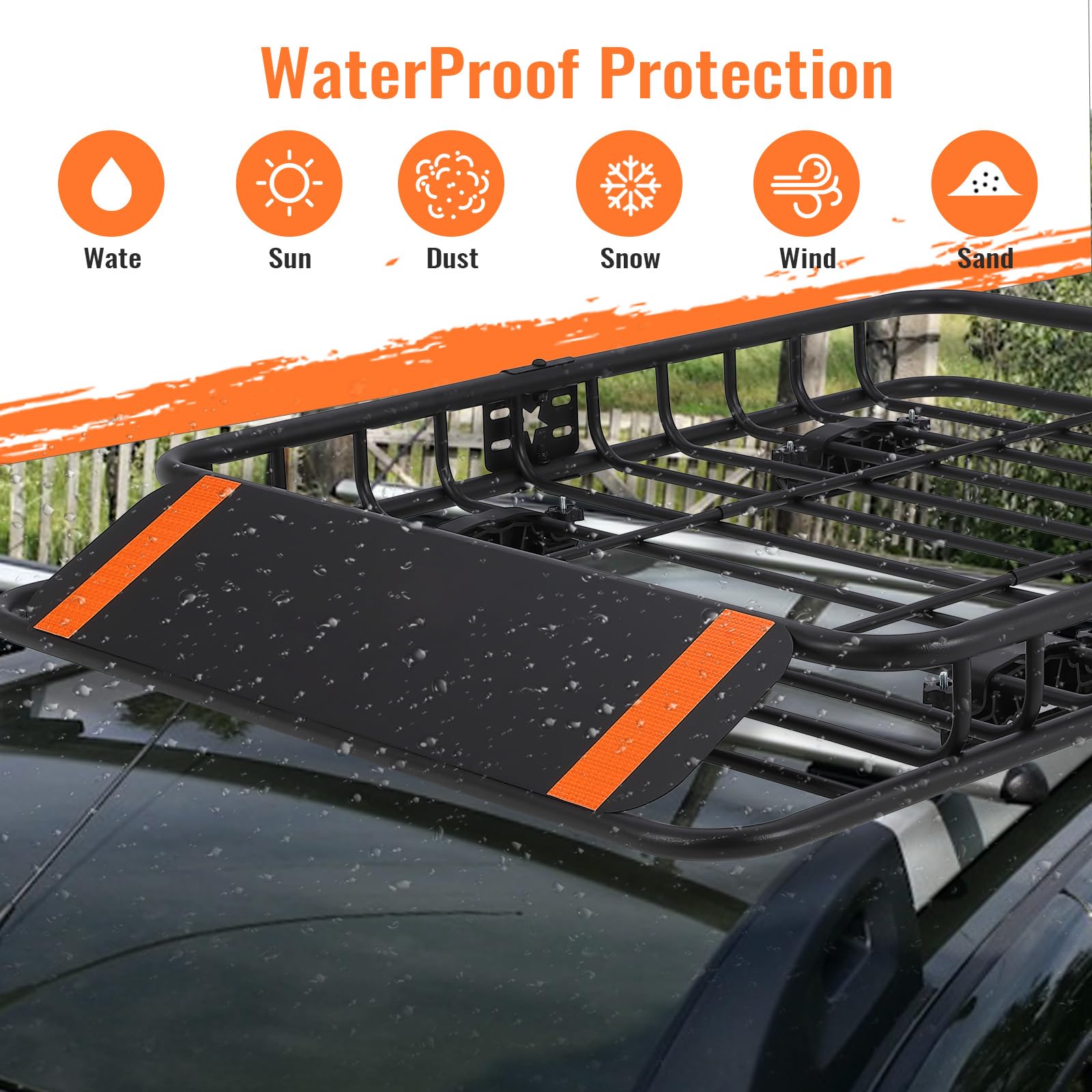 Garvee 117x91cm Heavy, Duty Roof Rack with 200Lb, apacity, Rooftop, Argo | arrier Basket with Extension, Durable Steel, onstruction, Suitable for, ars and SUVs, Travel and, amping
