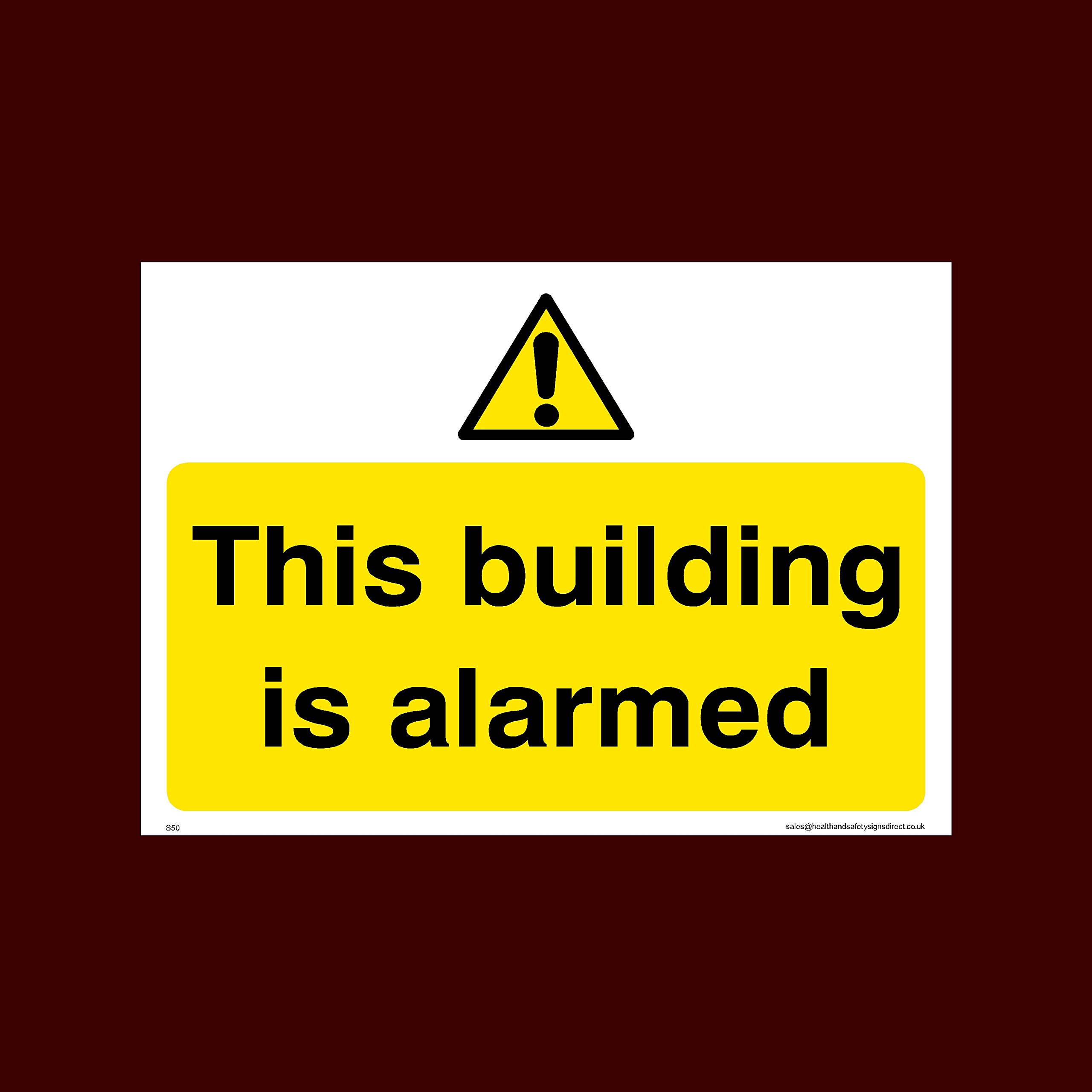 Ussp&S This Building Is Alarmed Plastic Sign With 4 Pre-Drilled Holes (S50) - Cctv, Security, Warning, Alarmed, Surveillance, Camera, Dogs, Premises