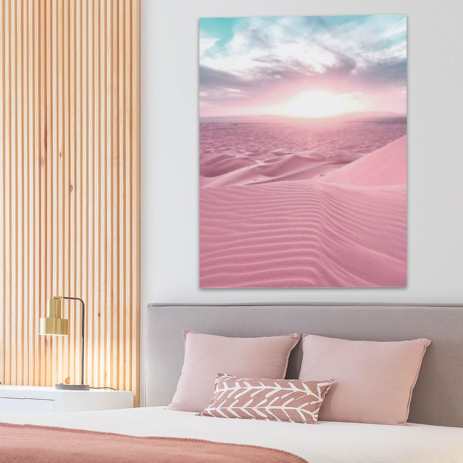 Amazon.co.jp: 絵画 ピンクの砂漠の夕日インテリア 絵画 女性らしい