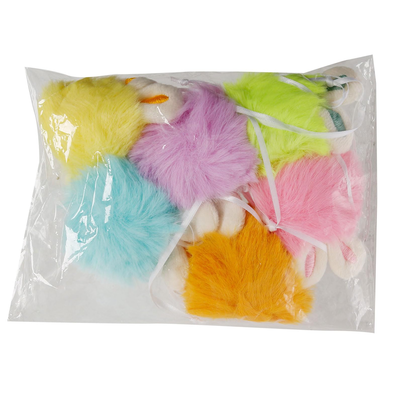 hogtnd 6 Pieces Rabbit Ear Ball Shape Pendants Soft Furry Keychain Decoration for Keychain Bag Phone Pendant Easter Decoration Bag Charm