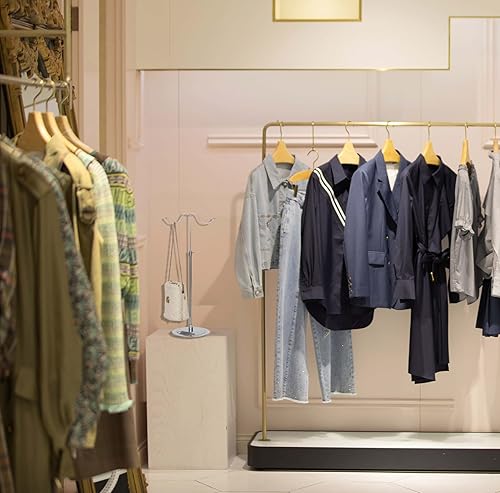 Miniatura 7 de Soporte de exhibición de bolso de acero inoxidable para encimera, doble gancho, ajustable, soporte independiente para bolsos, pelucas, monederos