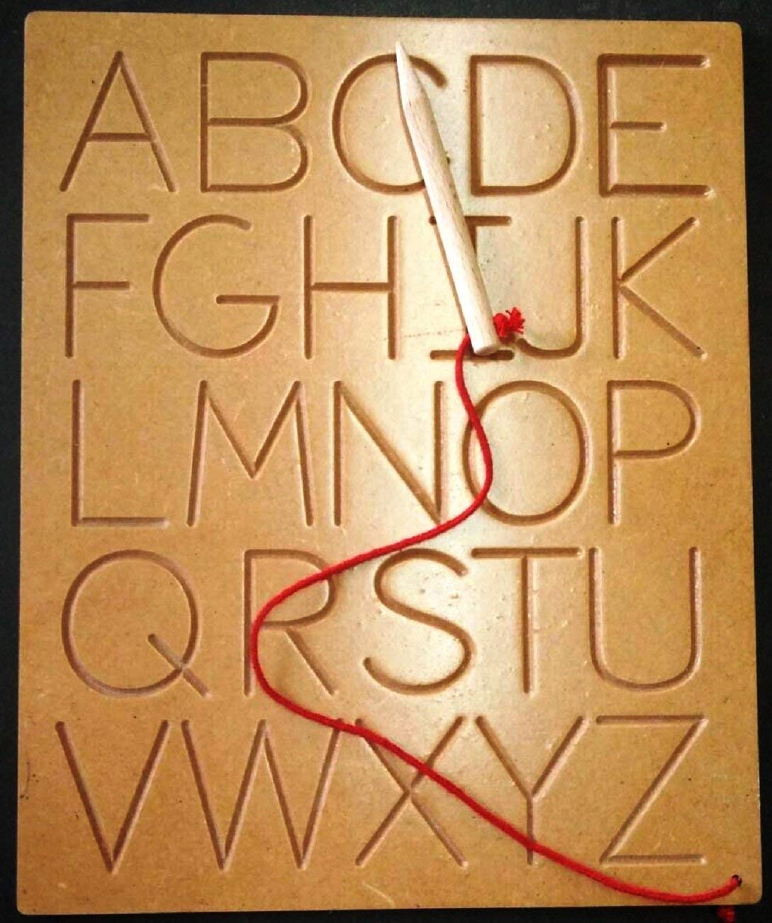 JOYLAND � ABC Wooden Tracing Board with Dummy Pencil (Brown, Small)