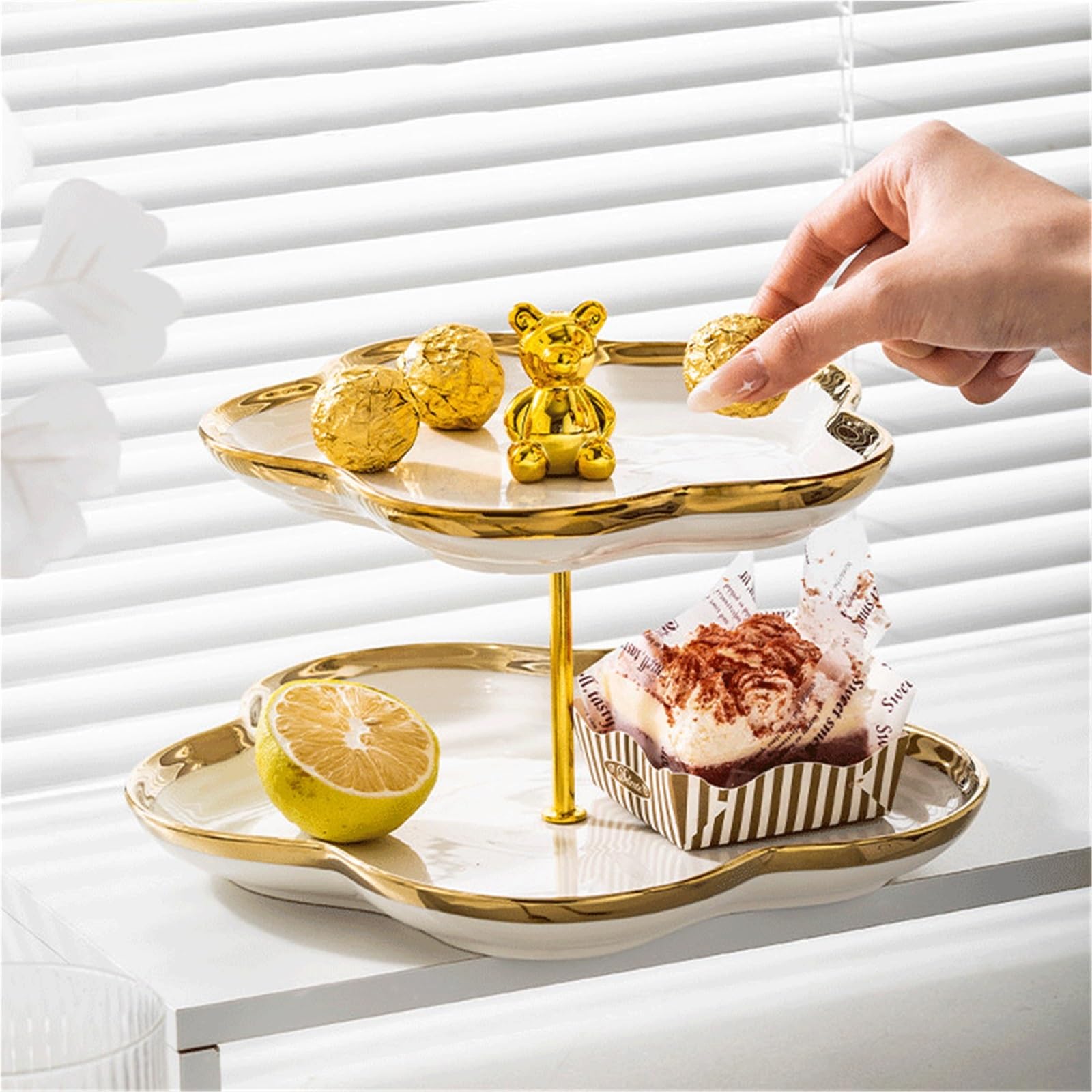 Thé de l'après-midi Support à gâteaux, décoration de table basse salon(Moyen)