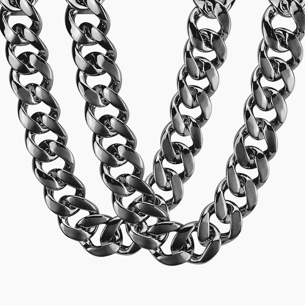 Riuziyi 2Pack Big Chunky Plastic Hip Hop Chain for Men, Fake