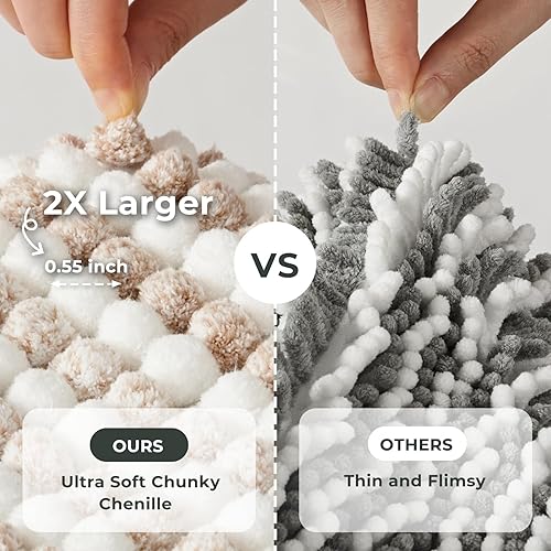 Miniatura 3 de FRESHMINT Alfombra de baño de felpilla Chunky Ombre 17"x24", pequeñas alfombras de baño suaves y absorbentes al agua para el piso del baño, gruesas