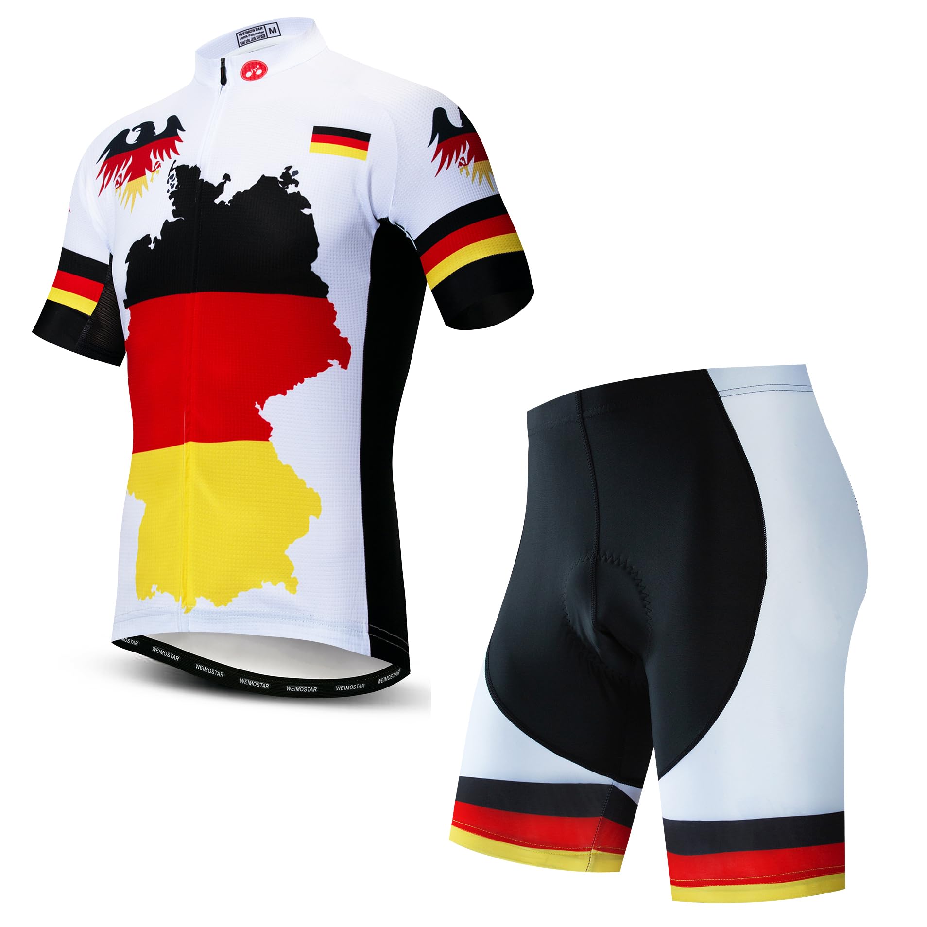 Hotlion Men's Cycling Jersey Sets Gel Pad Summer Bike Clothing Suit Breathable Bike Clothes with 3 Rear Pockets