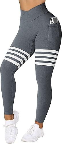 DREAMOON Leggings cruzados sin costuras con levantamiento de glúteos para mujer pantalones de yoga de cintura alta pantalones de gimnasio