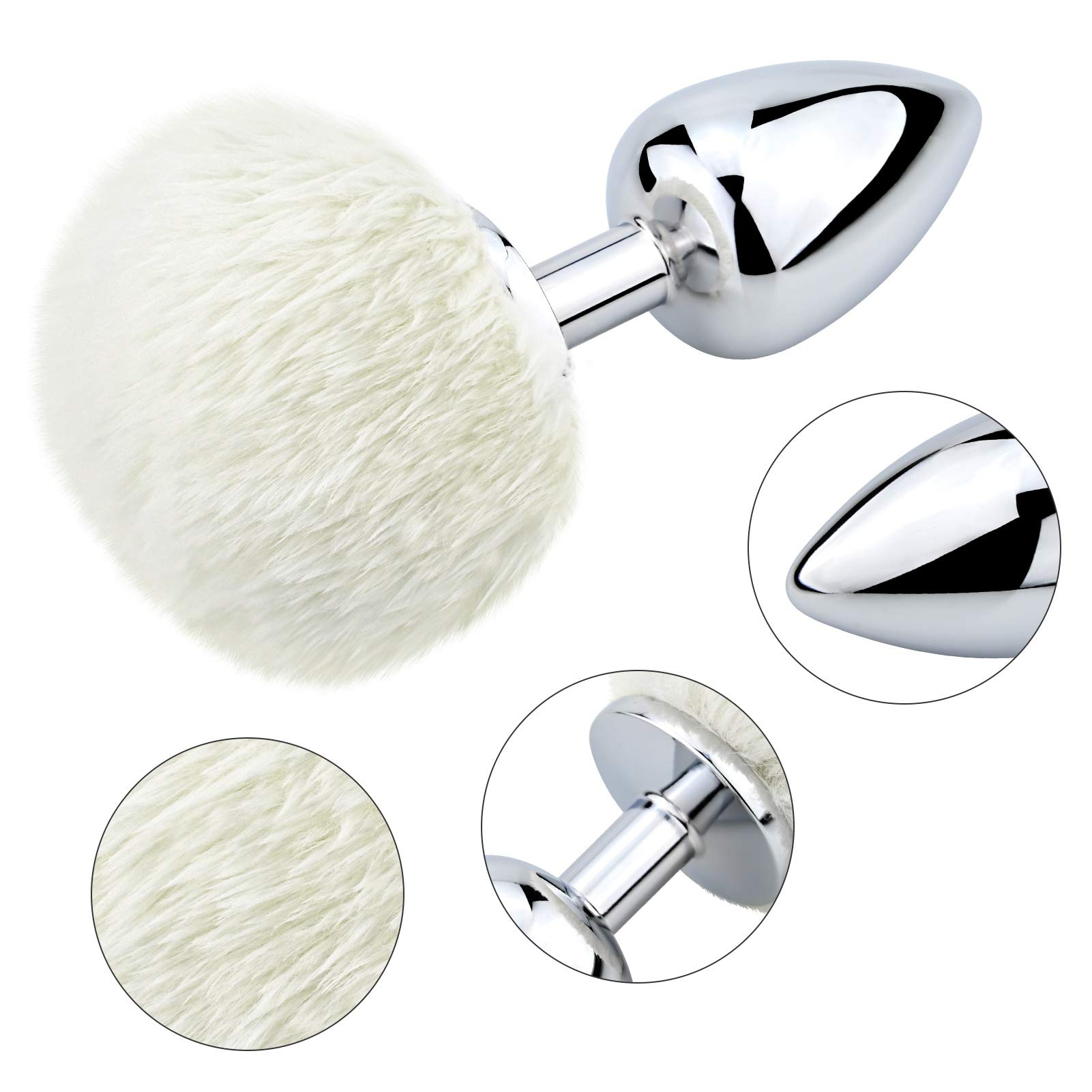Small Size Butt Plug Metal Butt Plug Sexual Anus Rabbit's Tail Anal Sex Toys for Women Fun Sex Games: Bunny Tail Anal Plug, Metal Butt Plug with White Fluffy Rabbit Tail for Anal Sex Toys for Women Fun Sex Games (Big)