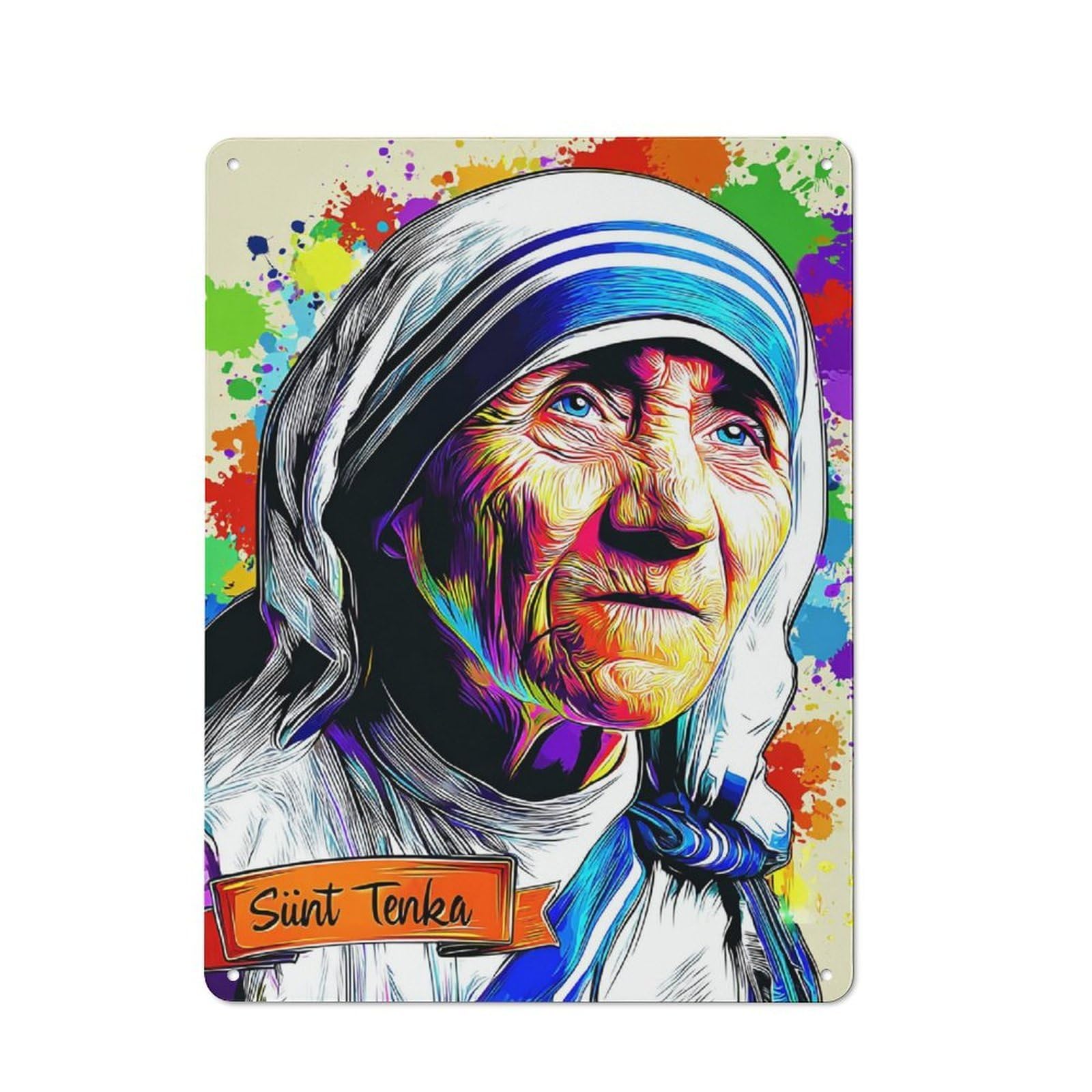 Junmoney Saint Teresa Artwork Retro Metal Wall Sign 40X30cm For Studio Or Craft Room, For Metal Sign Collectors, For Garage And Workshop Walls