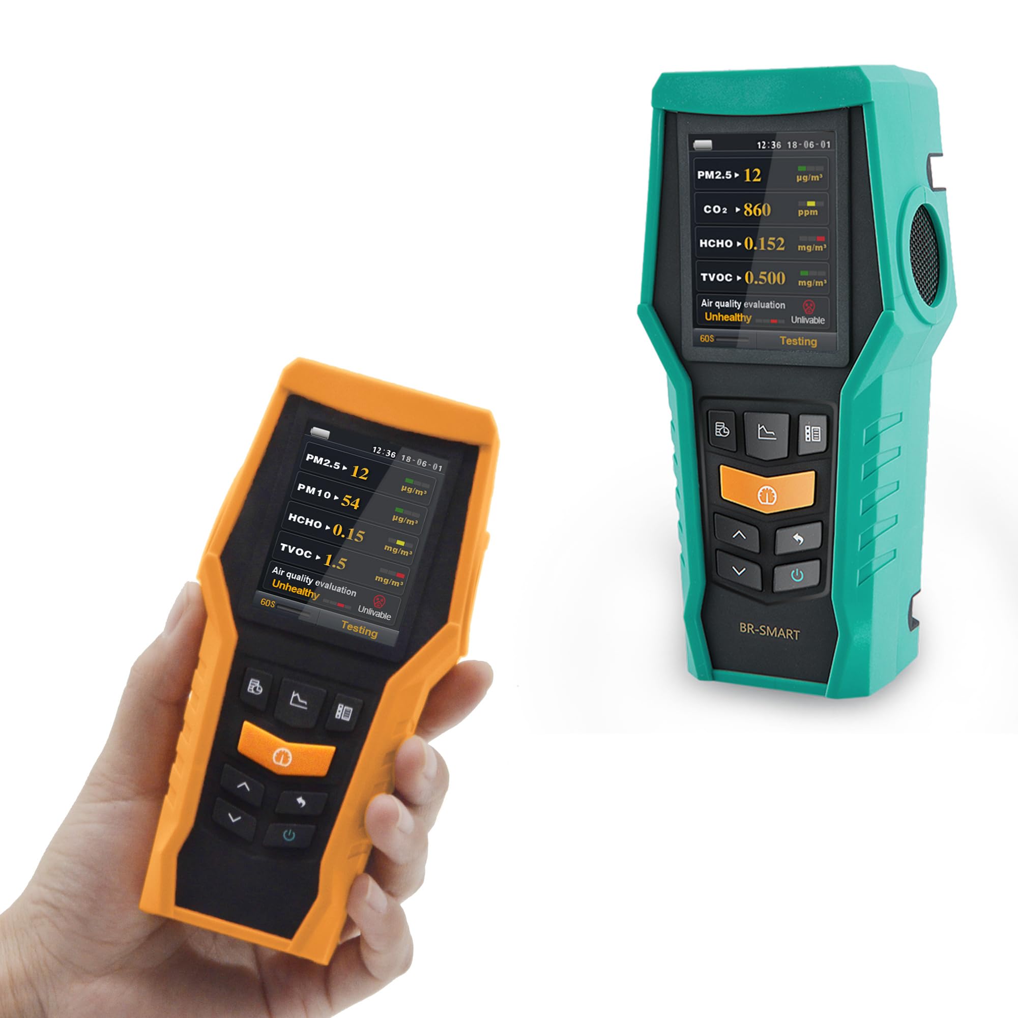5-in-1 CO2 Messgerät Für Luftqualität – Temperatur, Feuchtigkeit, HCHO, TVOC, Schwarz