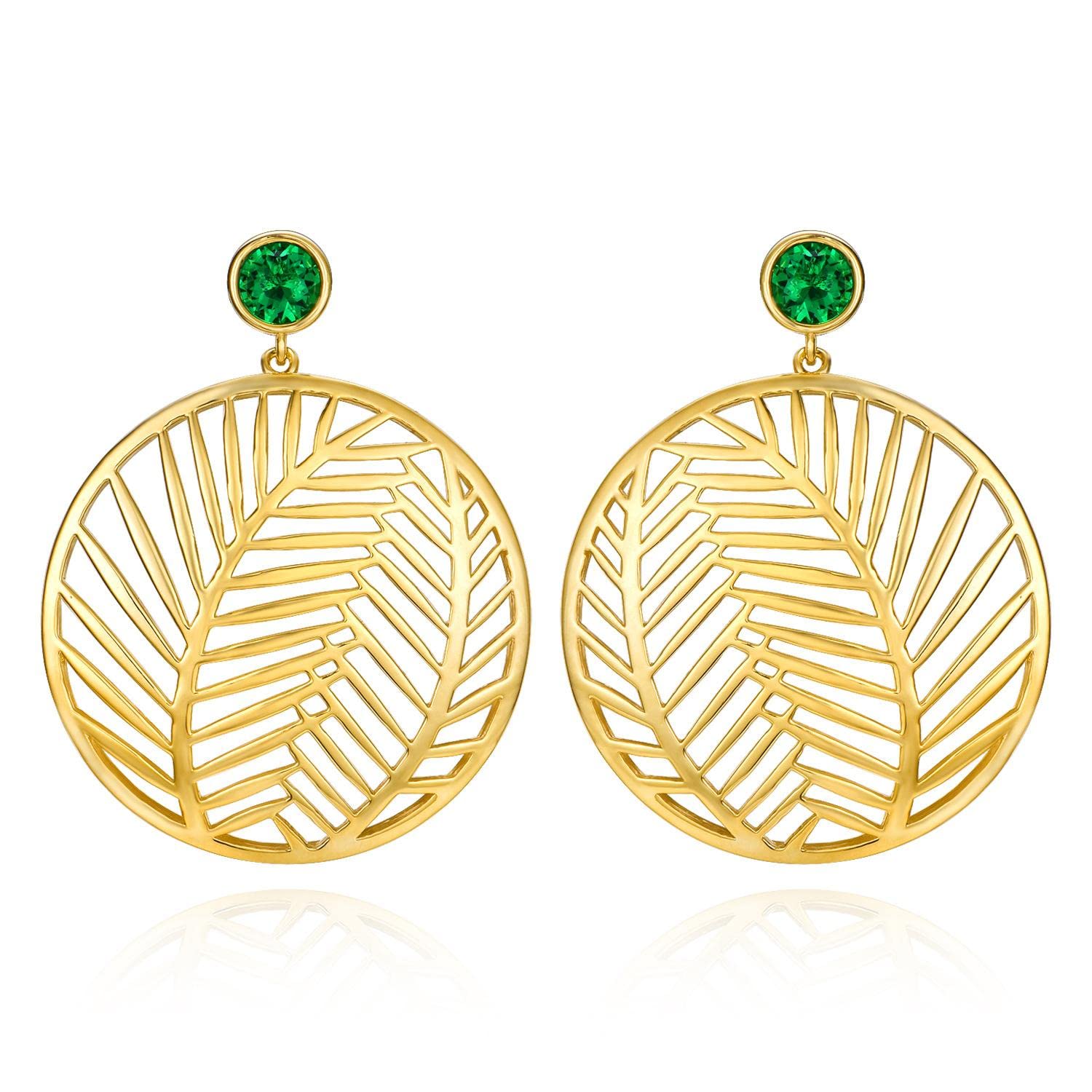 COOLBABYWomen's Personalized Palm Leaf Earrings