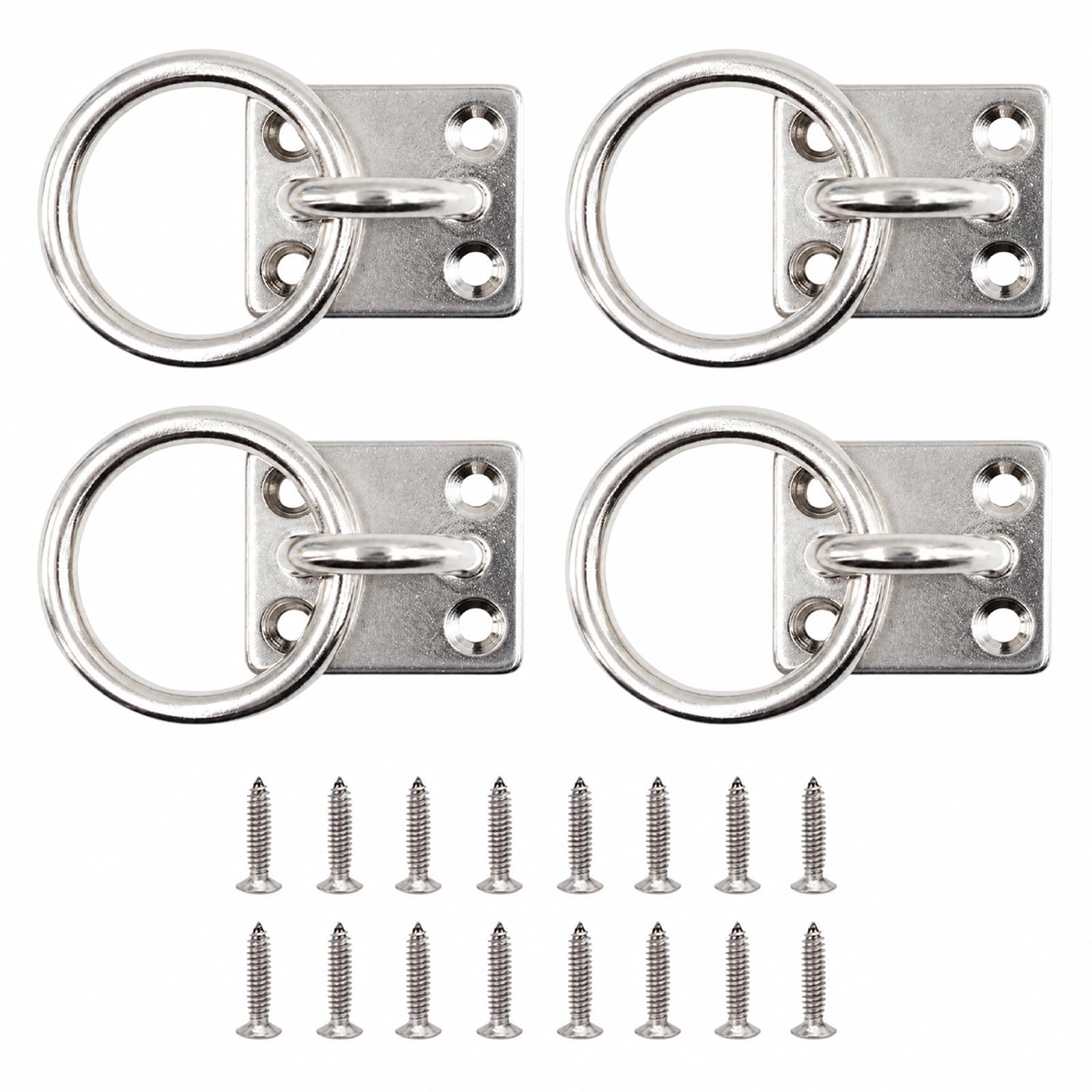 4 Pack Tie Ring on Plate 30 x 35mm Eye Plate Horse Haynet Stable Ring Hooks