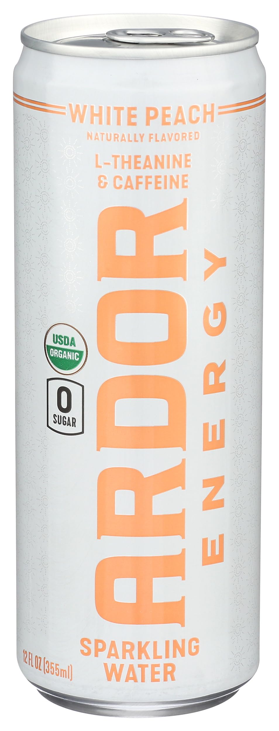 Ardor, Water Sparkling Energy White Peach Organic, 12 Fl Oz