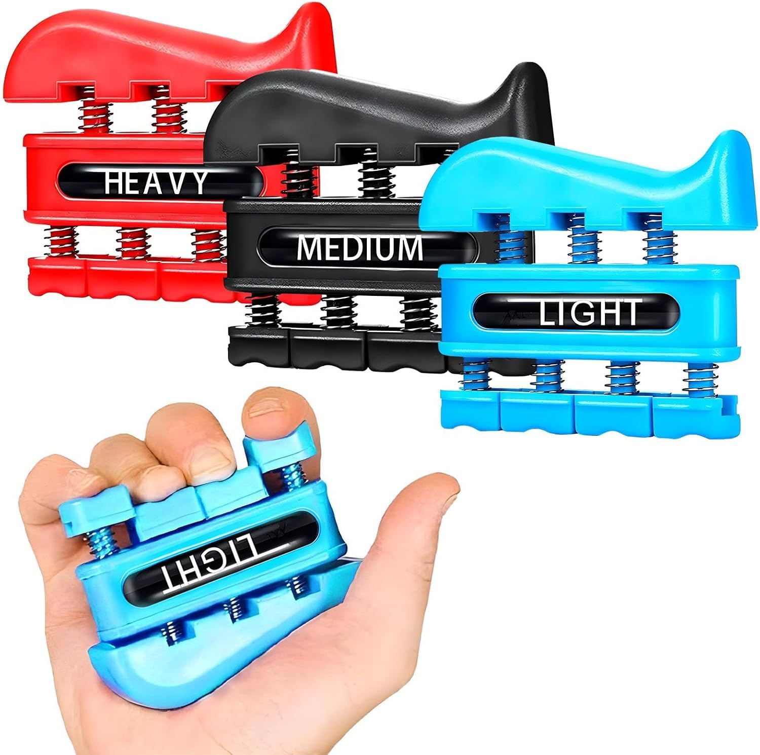 3 pcs Finger strengthener 11LB+7LB+3LB Grip Strengthener Exerciser Hand Grip Strengthener Suitable for Strengthening Muscles Rock Climbing Guitar-image-34