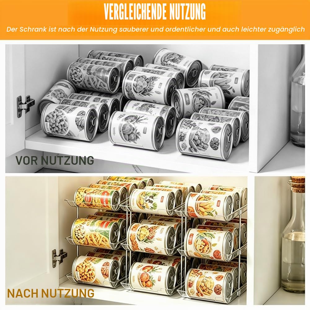 Dosen Organizer Speisekammer,3 Etagen Stapelbar Dosenaufbewahrung,Kühlschrank Organizer Schublade Kapazität für 36 Dosen Große Kapazität für Speisekammer,Schrank Küche