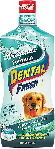 Dental Fresh - Aditivo de agua dulce dental para mascotas, clínicamente probado, simplemente añade al recipiente de agua de la mascota para