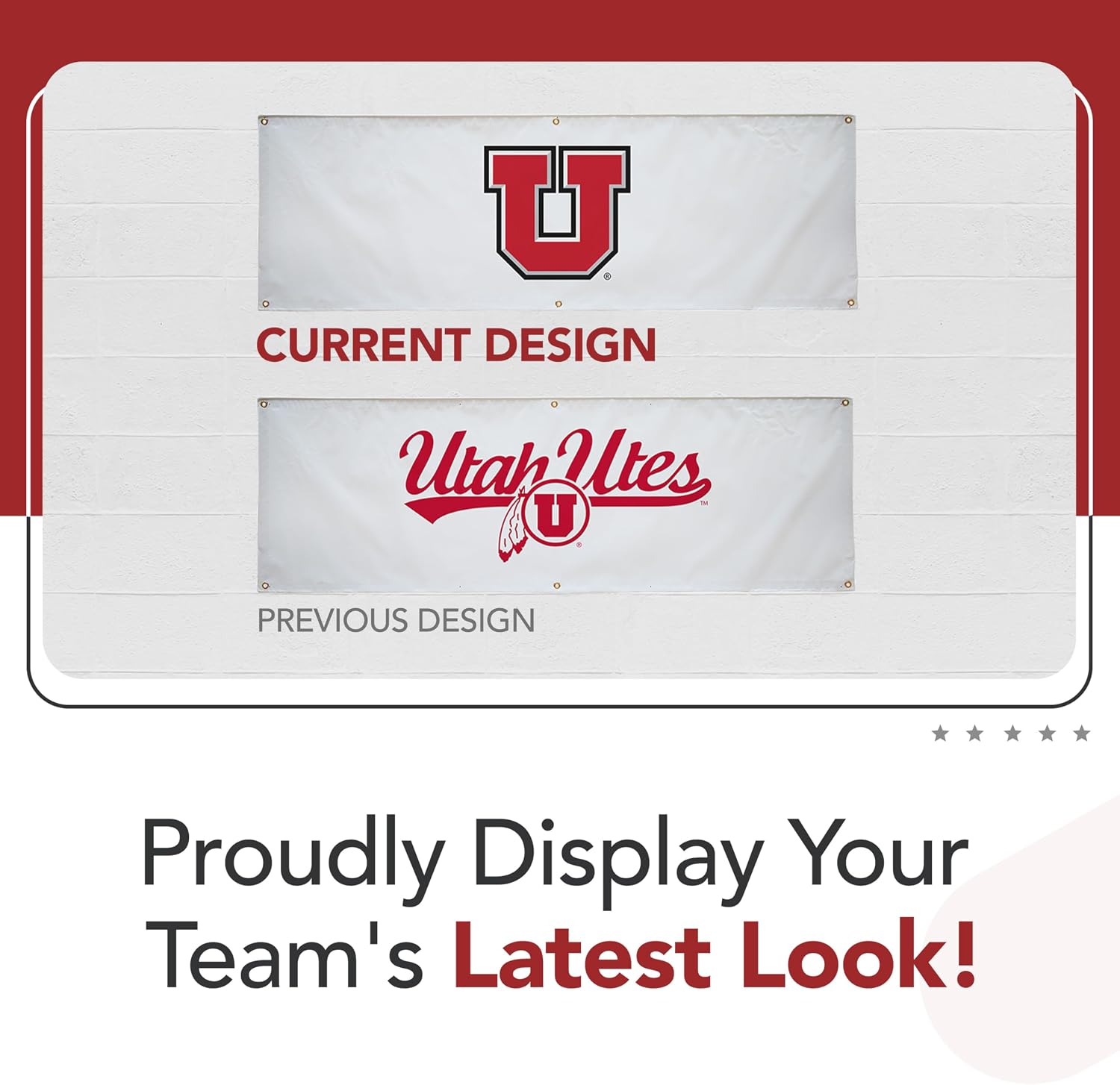 Utah Utes College Sports Printed Outdoor Banner - NCAA Licensed - Durable Vinyl - School Banner (White, Red) (2' x 6')