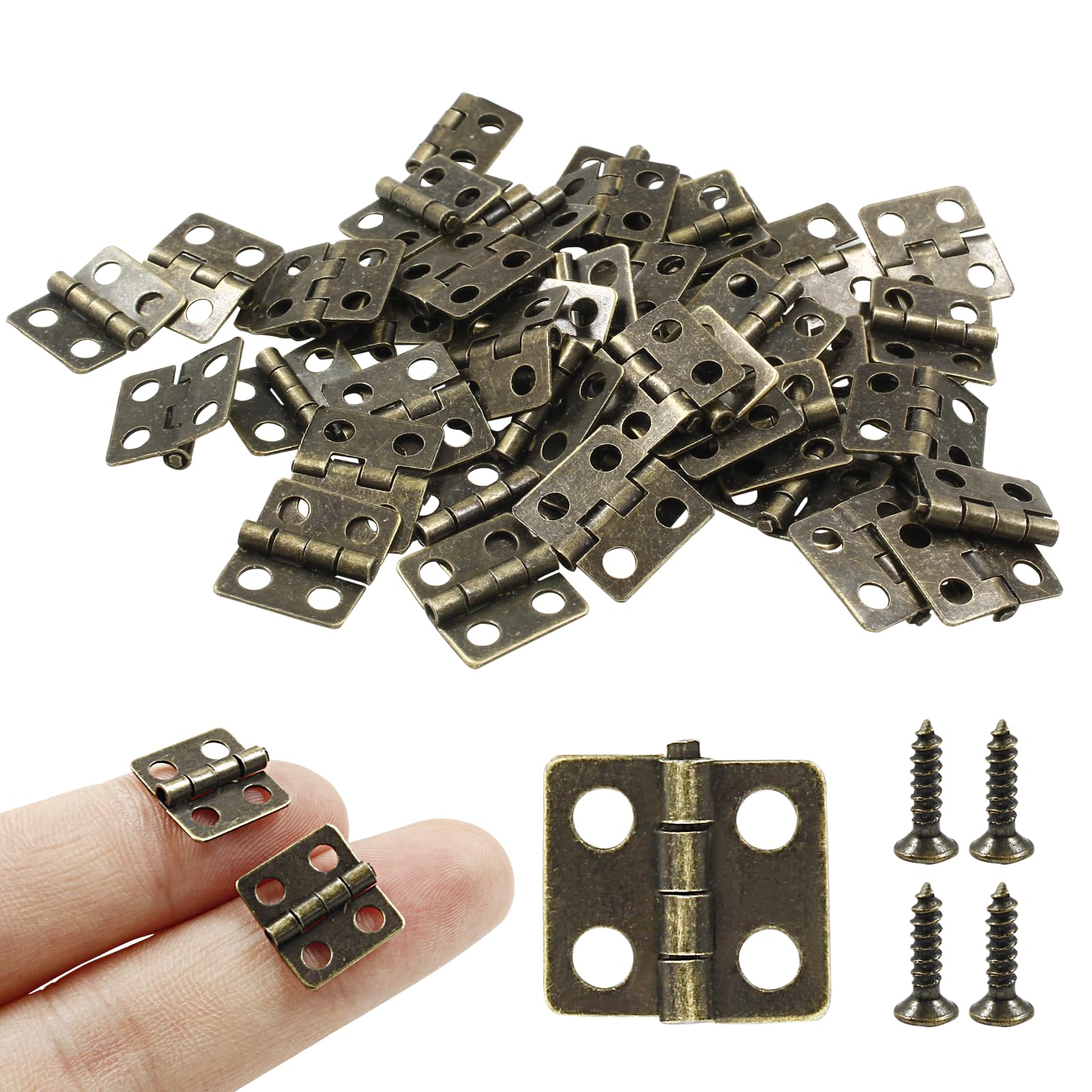 Antique Bronze Mini Hinges - 24 Pack for DIY -9