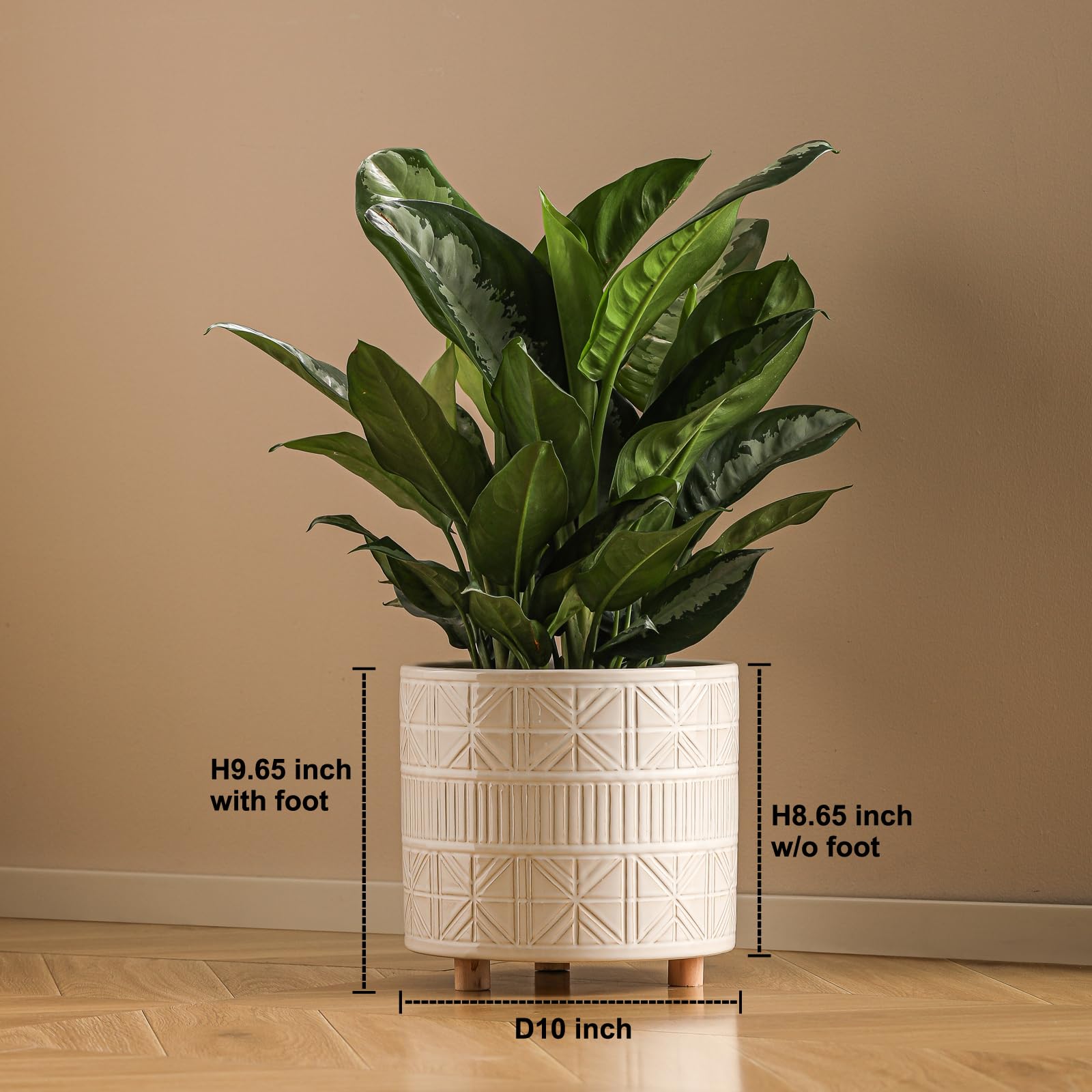 Amazon.com : POITONRU Ceramic Plant Pot with Foots: 10 Inch Planter with  Wooden Legs - Large Pots for Indoor Plants - Modern Flower Pot for Home  Office Patio Garden Windowsill : Patio, Lawn & Garden