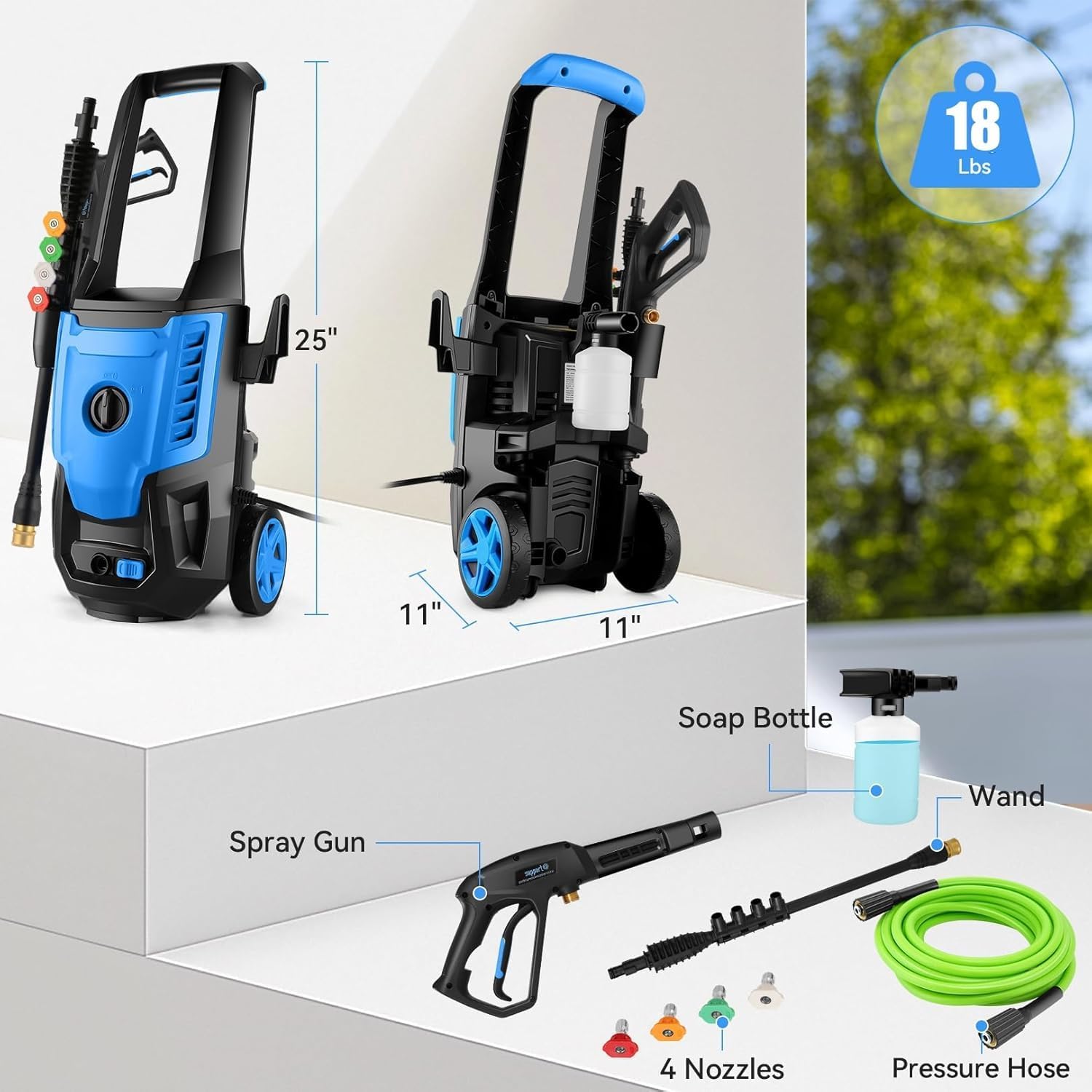 5000PSI Electric Pressure Washer, 2026 4.0 GPM High Power Washer Machine, with Adjustable Nozzle and Soap Bottle for Cars/Fences/Driveways/Home/Patios (Light Blue)
