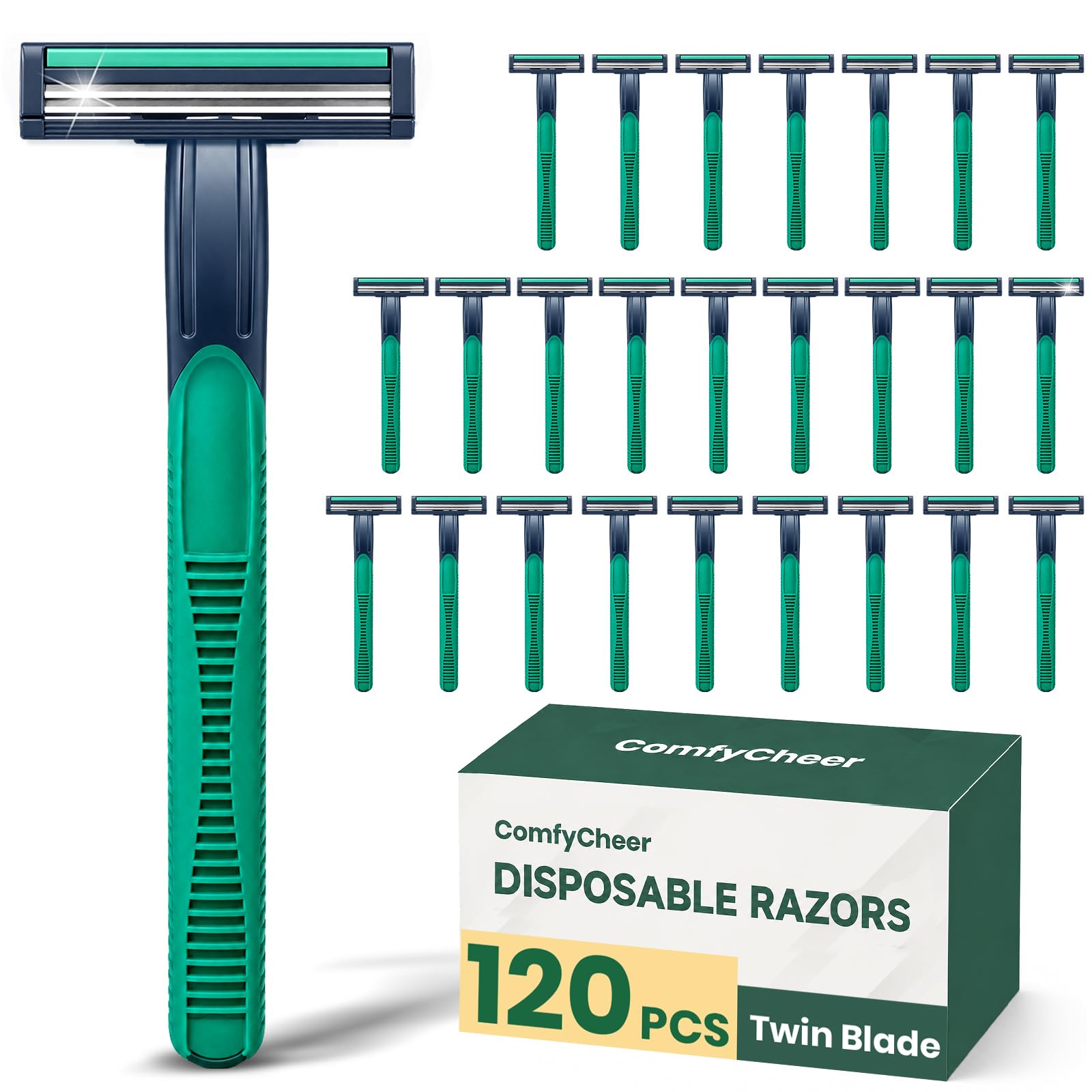 120 count Disposable Razors for Men,Twin-Blade Razors