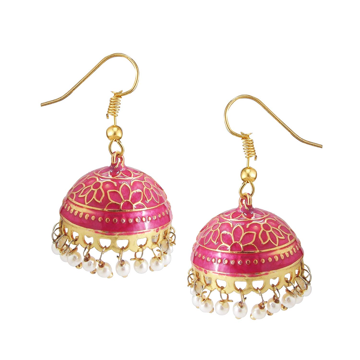 9blings Pink Meenakari Collection Handpainted Pearl Jhumka Earrings Women and Girls Fashion (B07JY6K8R8) Amazon Price History, Amazon Price Tracker