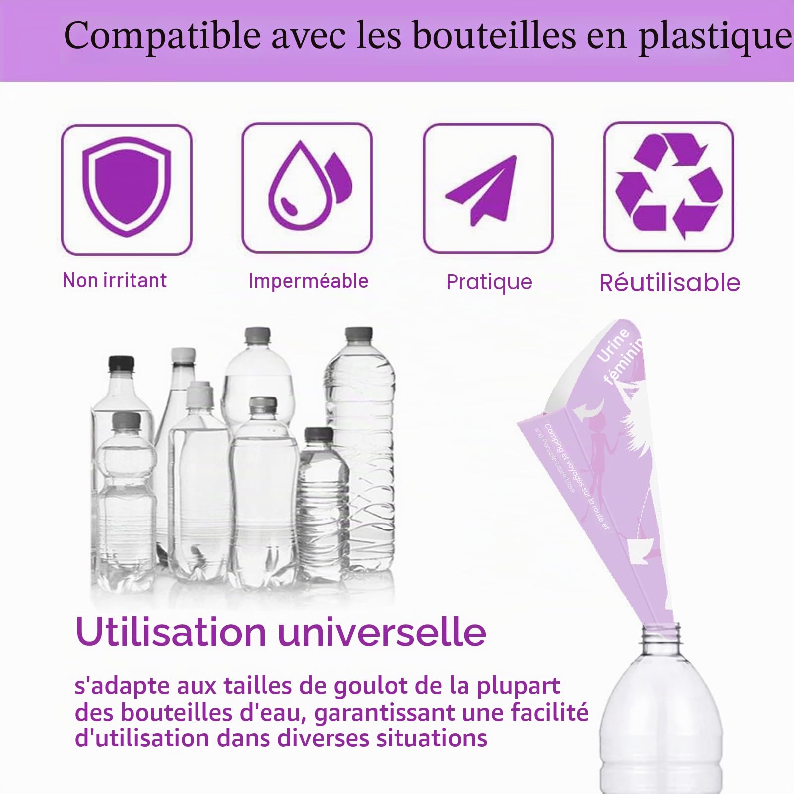 50 Urinoirs Jetables Femme Bacxzomx – Faites Pipi Debout En Camping, Rando Ou En Cas D’urgence, Hyper Pratique