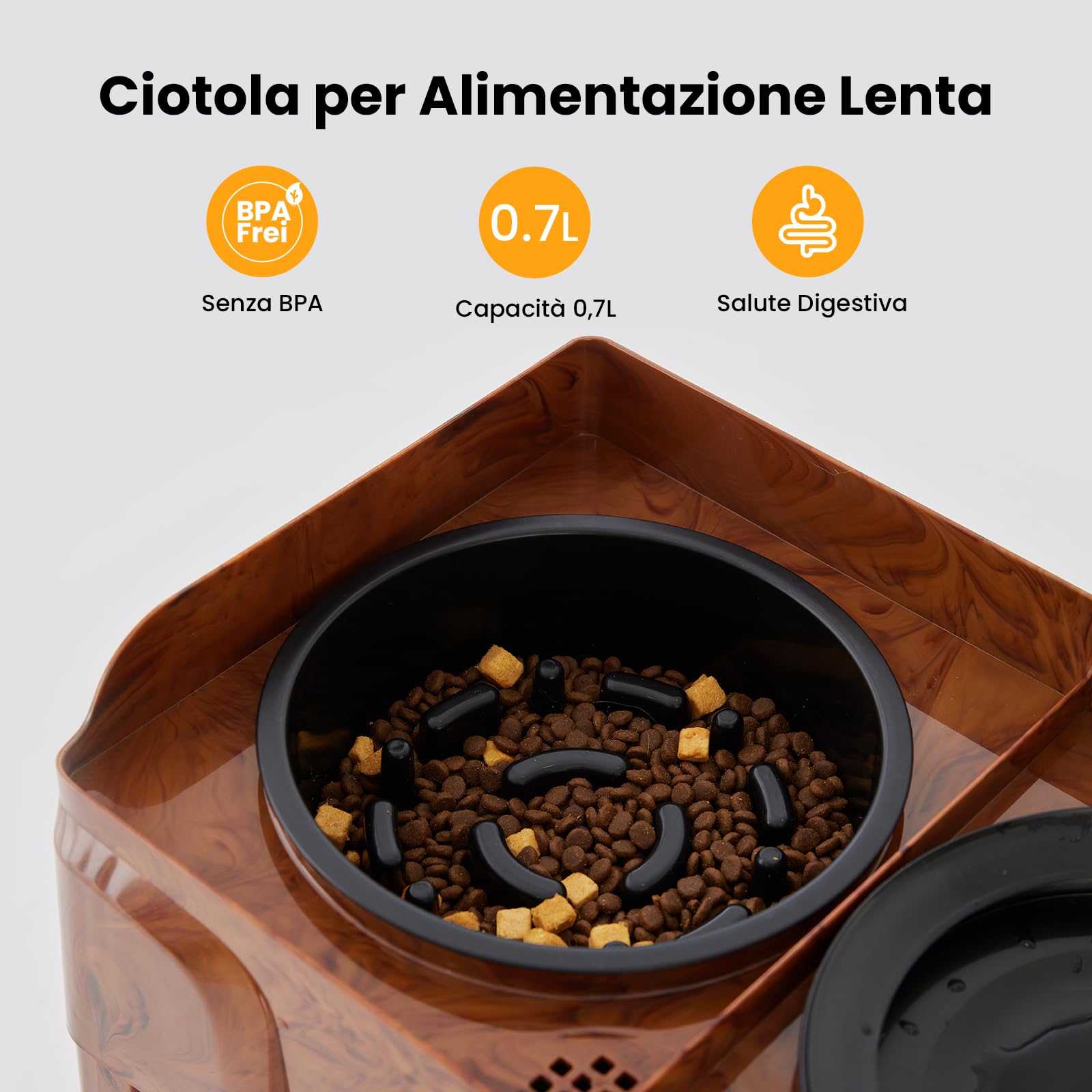 Gardner Pet Set di 2 Ciotole Rialzate per Cani, Regolabili in 5 Altezze, con Ciotola Anti-Ingozzamento e Ciotola Acqua Inox, Supporto Antiscivolo e Antischizzo, per Tutte le Taglie, Colore Legno