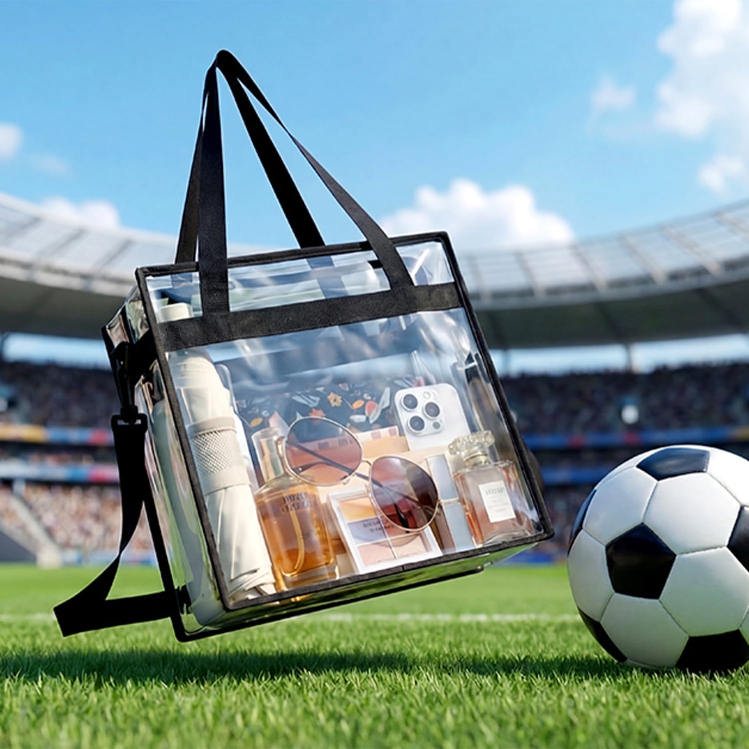 BAGAIL Clear Bags 12x6x12 Stadium Approved Clear Tote Bag with Zipper Closure Crossbody Shoulder Bag with Adjustable Strap - 2