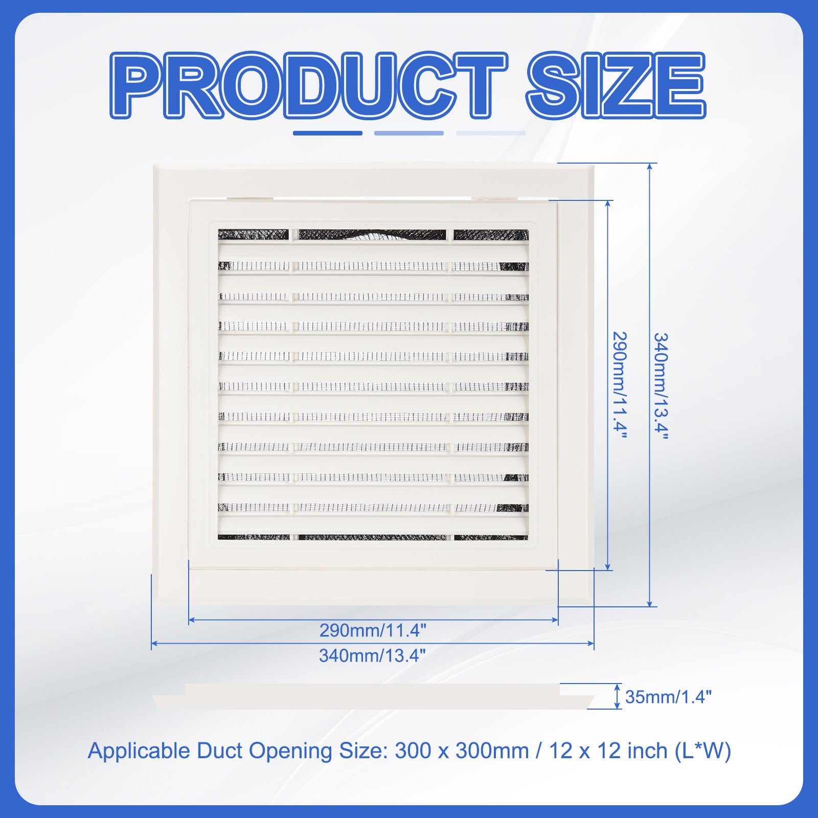 Cubierta de ventilación de plástico blanco de alta calidad de 12 x 12 pulgadas, rejilla de aire de retorno extraíble con filtro de malla para rejillas de ventilación de pared/techo, solución mejorada