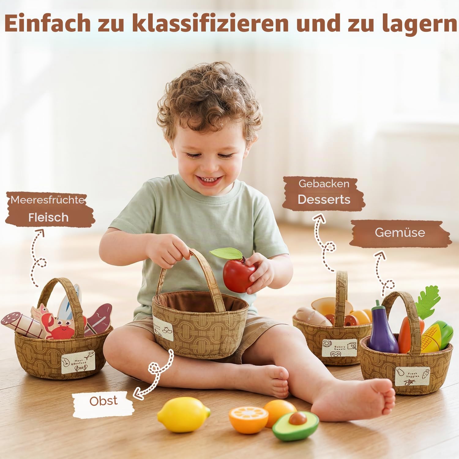 Lehoo Castle Kinderküche Zubehör, Kaufladen Zubehör Holz, Spielküche Zubehör, Spielzeug ab 3 Jahre, Kaufmannsladen Zubehör, Holzspielzeug, Mädchen Geschenke 3 Jahre