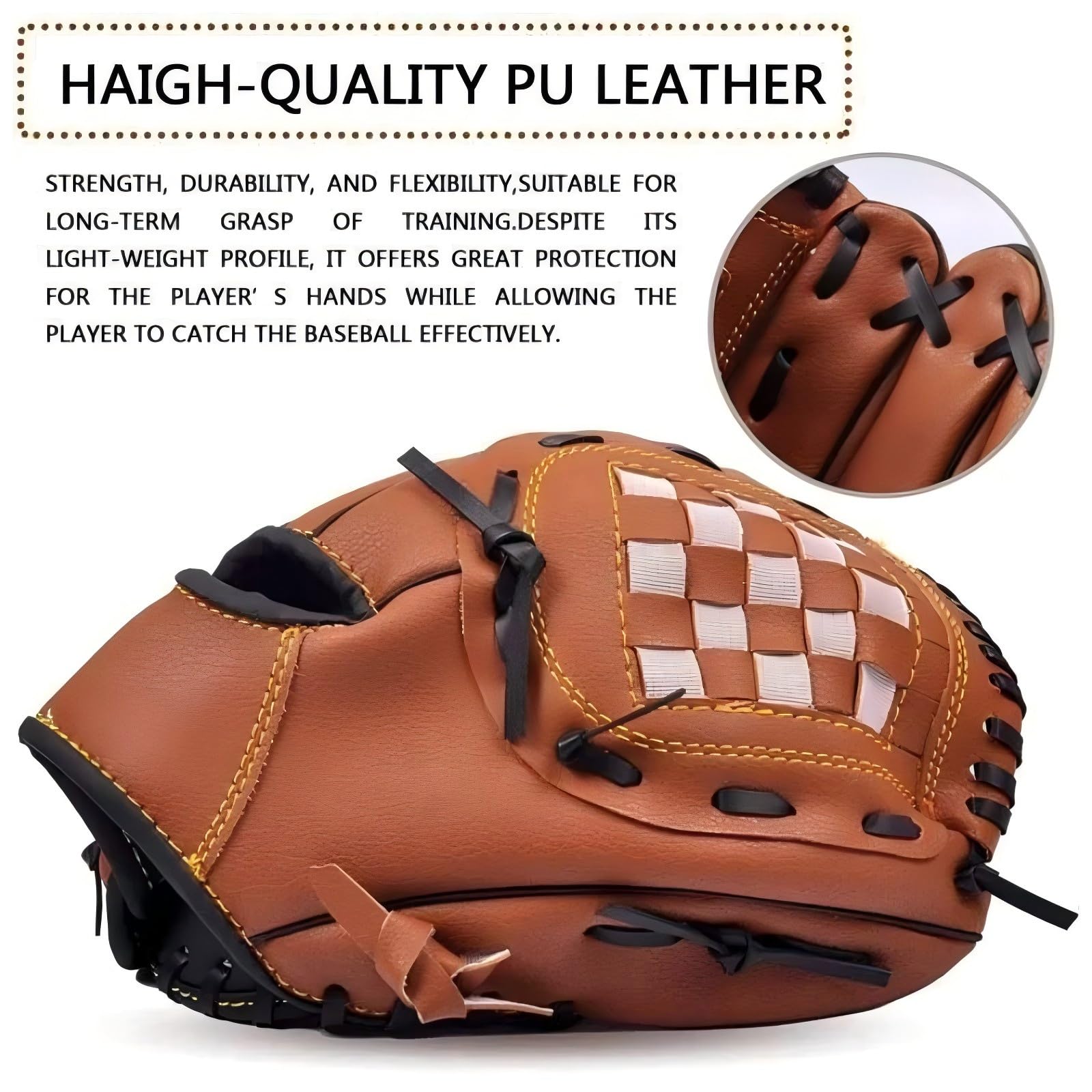 Guante de béisbol para niños/jóvenes/adultos, guantes de softbol deportivo de cuero de la PU mano izquierda