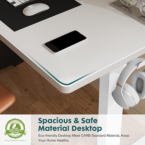 Miniatura 6 de SMUG Escritorio de pie, mesa eléctrica de altura ajustable, mesa de computadora de pie para sentarse, de 63 x 24 pulgadas, ergonómicos para el