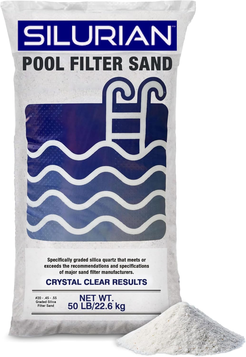 US Silica 10 Pack Silurian 20 Grade Angular Pool Filter Sand, Washed and Screened Angular Particles, Ideal for Pool Filtration and Optimal Water Clarity
