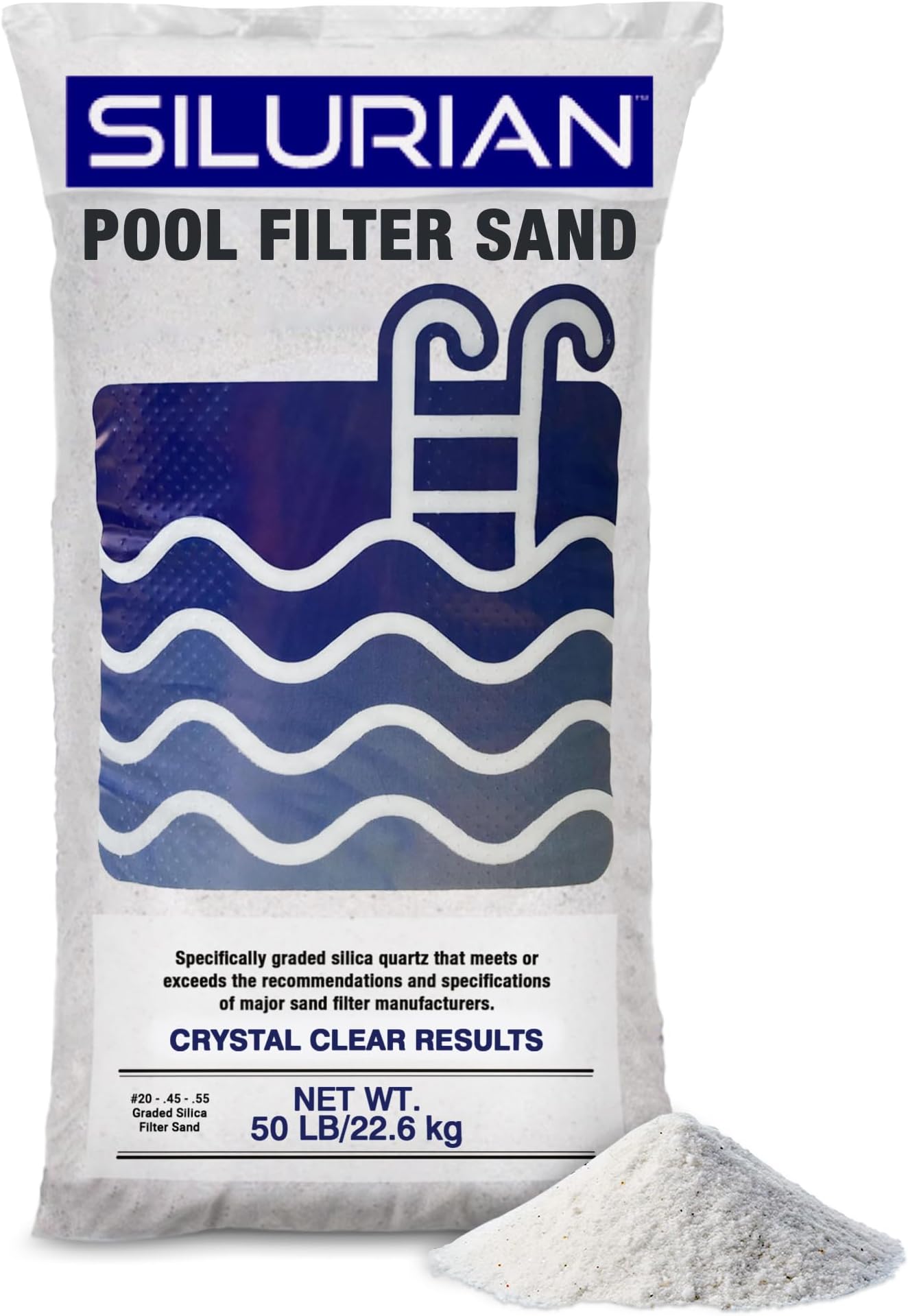 US Silica SILURIAN 20 Grade Angular Pool Filter Sand, Washed and Screened Angular Particles, Ideal for Pool Filtration and Optimal Water Clarity