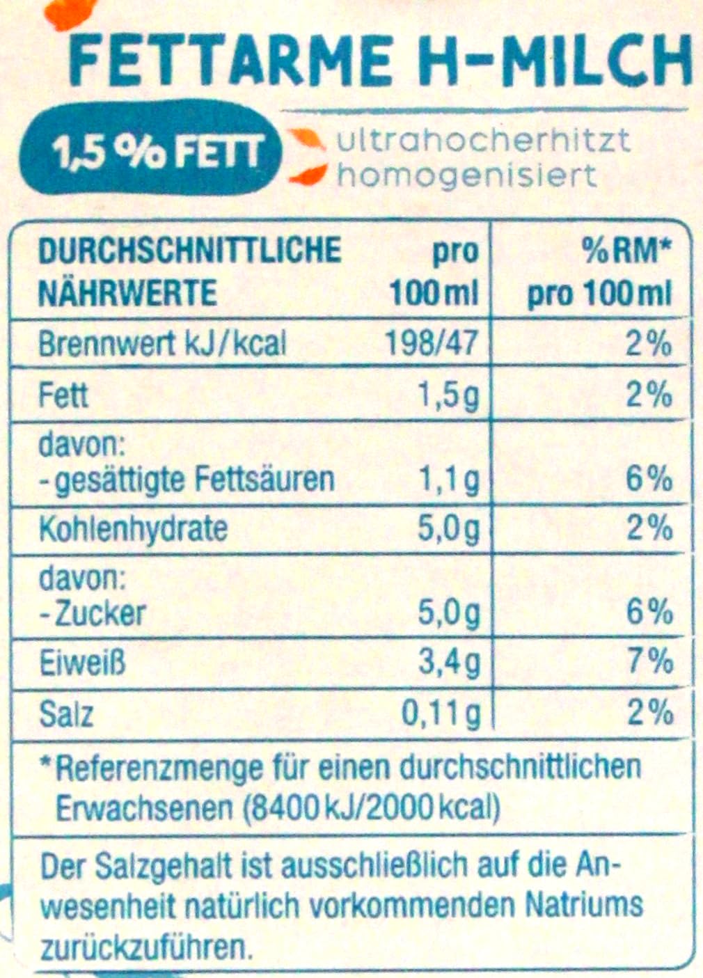 Gut & Günstig fettarme H-Milch 1,5% Fett, 12er Pack (12 x 1 l)