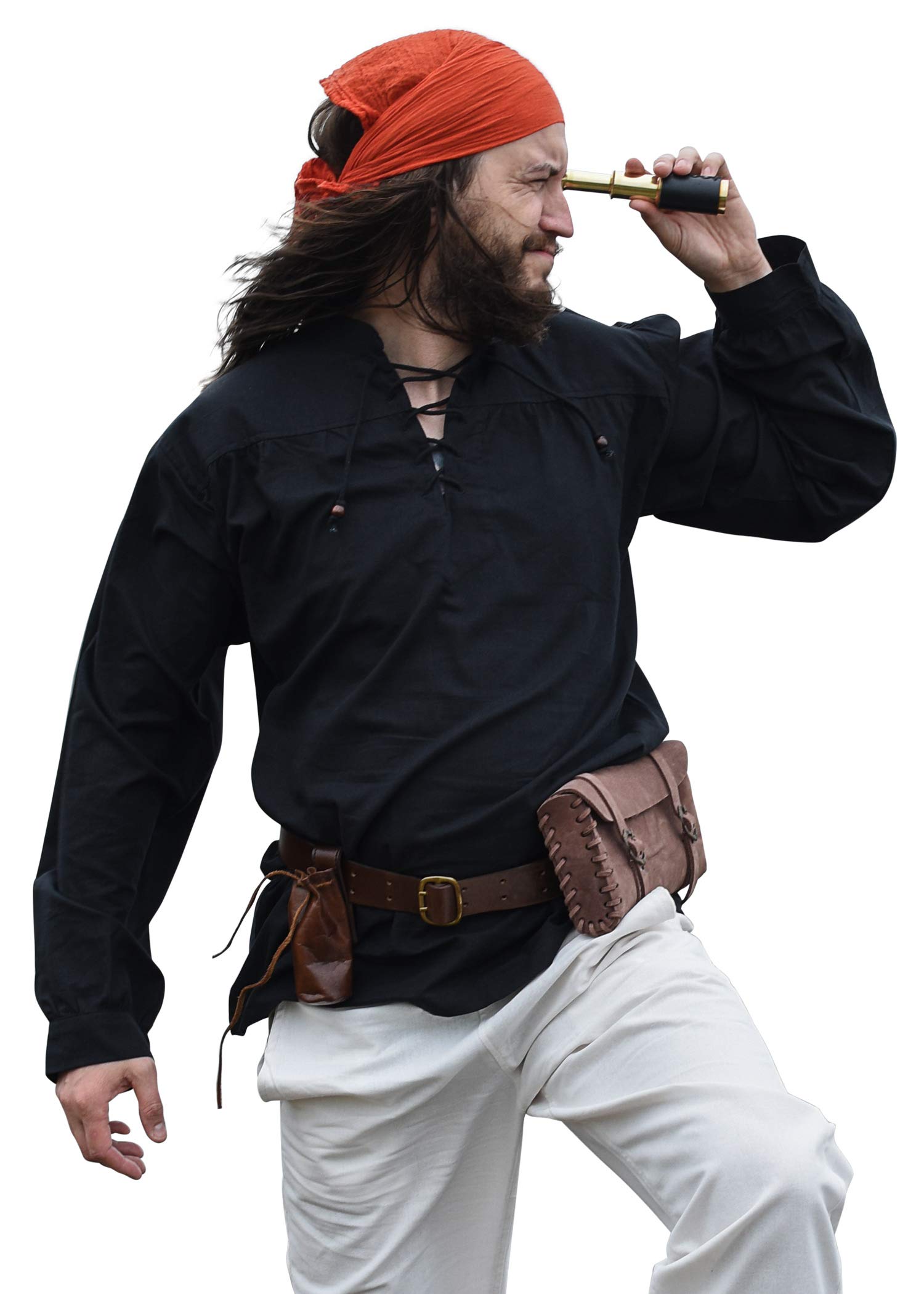 Battle-Merchant Ludwig - Mens Medieval Shirt - Viking LARP Costume - Black - Large