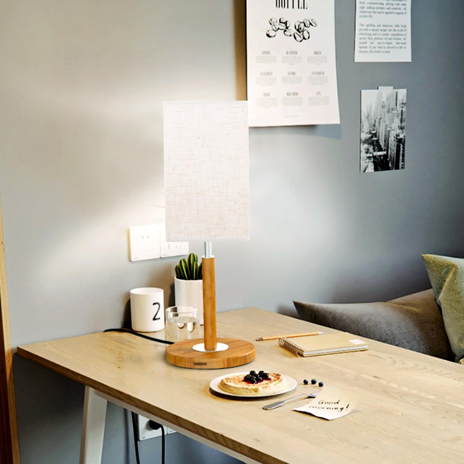 GLEAVI Pantalla de Lámpara de Pie y Pared E27 Pantalla de Lámpara de Tela de Lino Beige Cubierta de Luz Interior Colgantes Mesa Compatible Pequeñas Uso en Hogar y Oficina