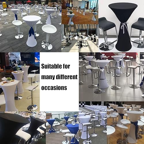 Miniatura 6 de TC LUDUAN Mantel de Mesa de Cóctel de Spandex Blanco de 24x43 Pulgadas Ajustado Mesa de Bar Redonda Elástico Highboy Cubiertas de Mesa de Cóctel