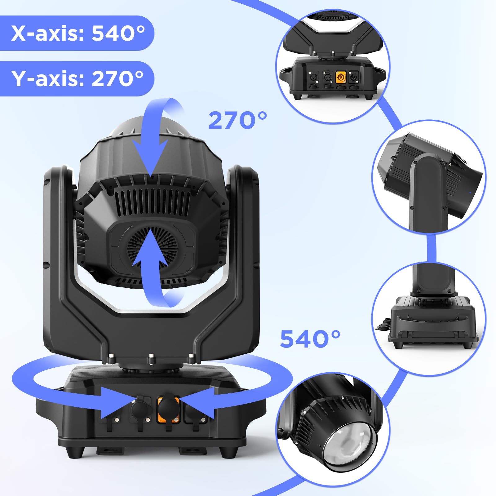 300W LED IP65 Wasserdicht Moving Head Bühnenlicht, RGBW Beam Spot Licht 24 Prisma Discolicht dmx512 Partylicht für Bühne Hochzeit DJ Weihnachten