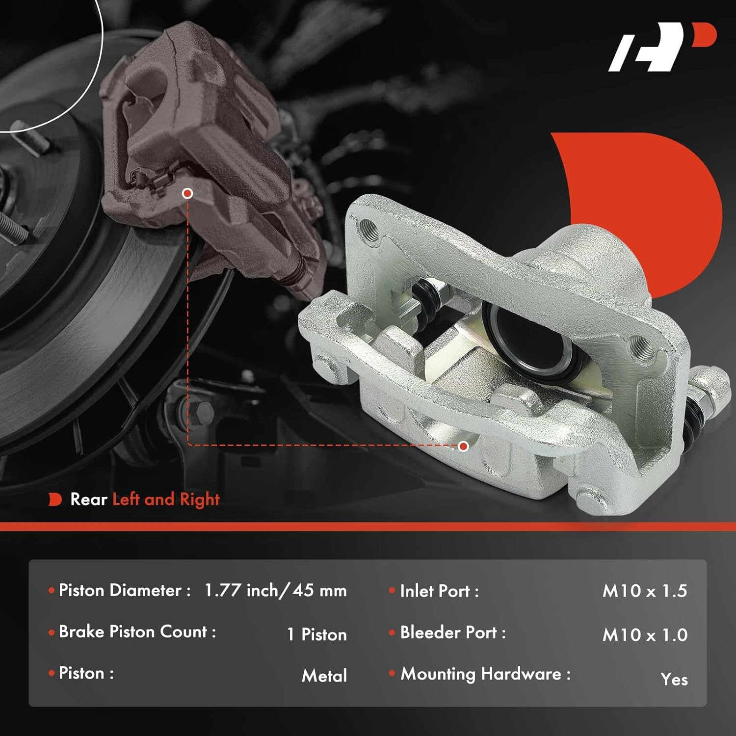A-Premium Disc Brake Caliper Assembly with Bracket Compatible with Select Hyundai Models - Genesis 2009 2010 2011 - Rear Driver and Passenger Side, 2-PC Set