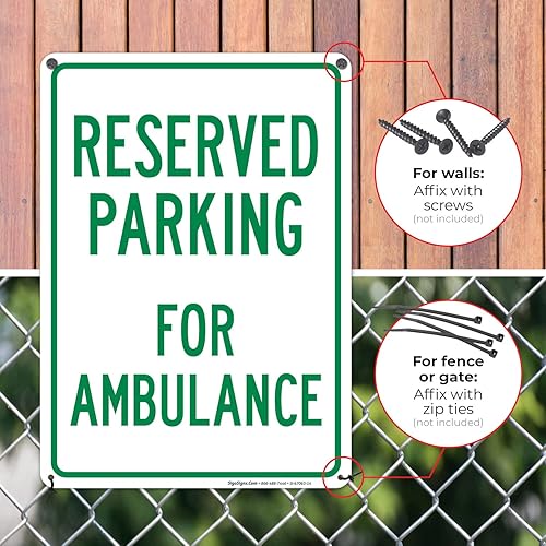 Miniatura 4 de Señal de ambulancia con reserva de estacionamiento, 10 x 14 pulgadas, libre de óxido, aluminio 040, resistente a la decoloración, fabricado en
