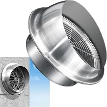 LIGUOYI Round Exhaust Hood Vent 150mm 180mm 200mm Stainless Steel Air Vents Wall Duct Air Outlet Large Air Vents No Louver Outdoor Vent Cap with Mesh for Ventilation and Exhaust