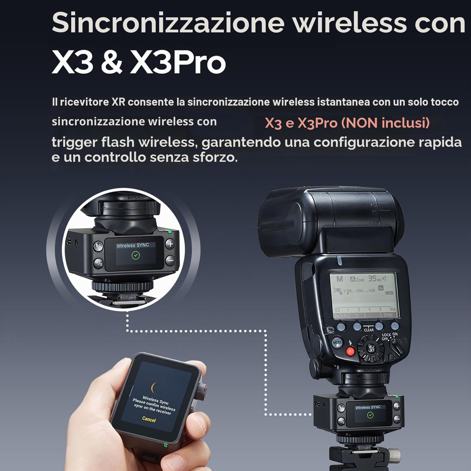 Godox XR TTL Flash Receiver, 100m Range, Built-in 1270mAh Battery, Sync Cable and USB-C Cable Compatible with X3/X3Pro Trigger for Canon, Nikon Godox XR TTL Flash Receiver, 100m Range, Built-in 1270mAh Battery, Sync Cable and USB-C Cable Compatible with X3/X3Pro Trigger for Canon, Nikon
