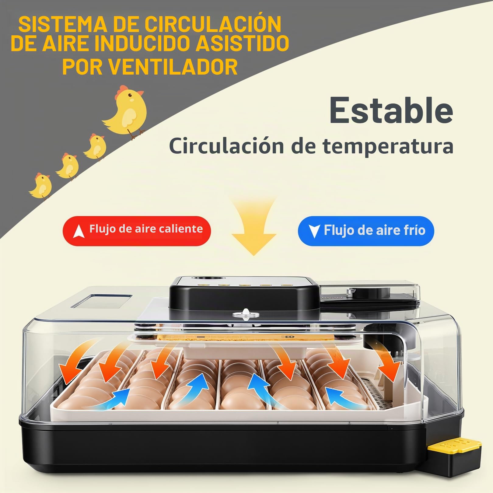 Sailnovo Incubadora de Huevos Automática 48 Huevos con Control Preciso Temperatura/Humedad, Volteador Automático de Huevos, Vista 360°, Ovoscopio Para Huevos, Para Gallina/Pato/Codorniz,Gris