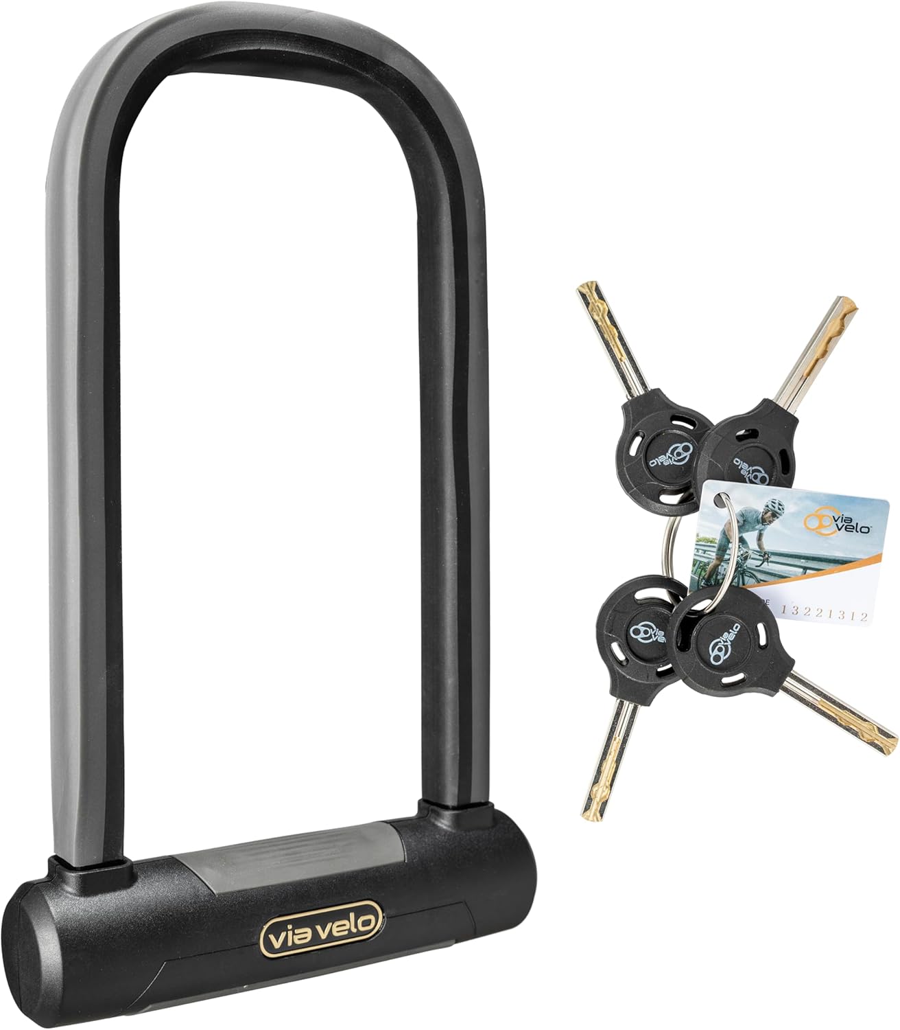 Via Velo Bike U Lock l Via Velo Elite U Lock 20CrMnTi Steel Anti-Theft 17mm Shackle Inside Size:9.25 x 4.44 in Sold Secure Diamond Approval for ElectricBike and Electric Scooter
